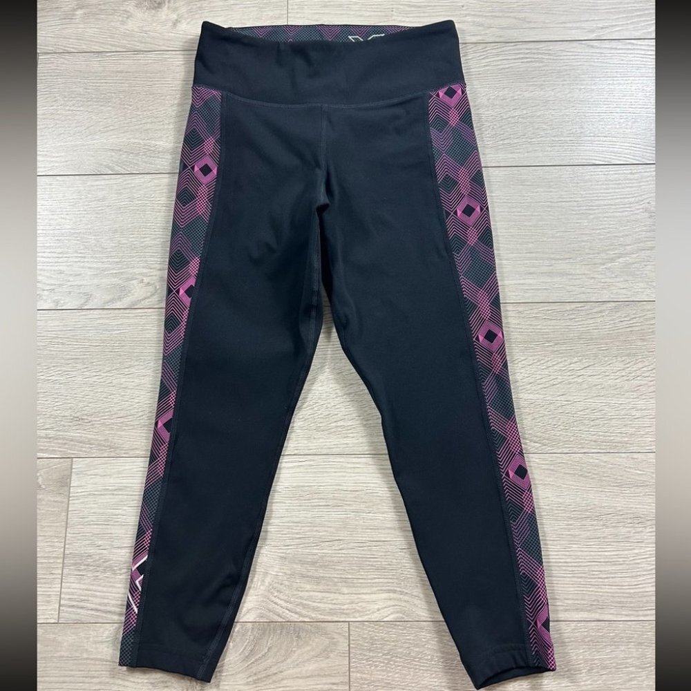 2xu Black Compression Legging Tights Pink Side Print